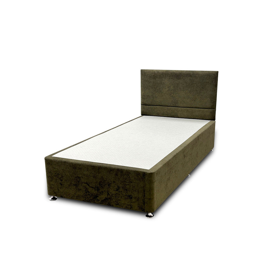 'Capella' Milan Khaki Bed + Headboard - Single
