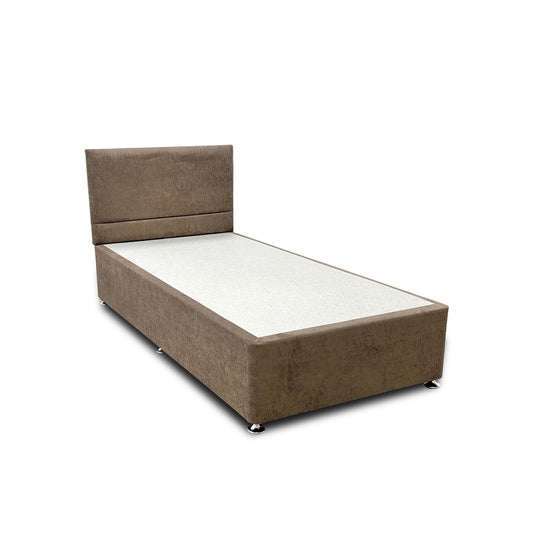'Capella' Milan Mocha Brown Bed + Headboard - Single