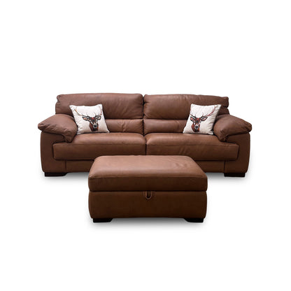 'Santino' Truffle Apollo Ranch 60500 Leather 4 Seater Sofa with Storage Footstool