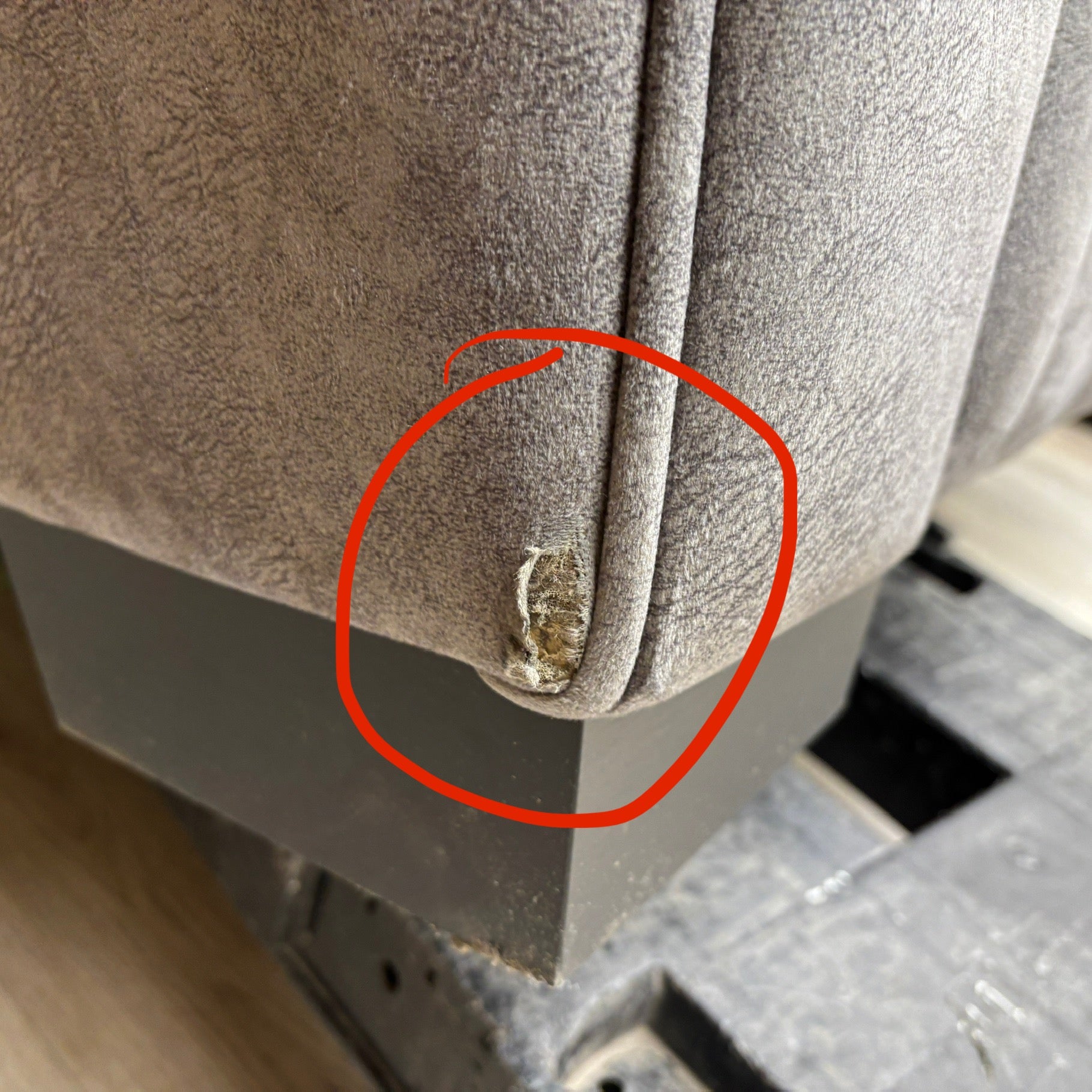 Rear view of the 'Dolcie' Modular Singular No Arm unit within a full sofa configuration. ( sighthly damage