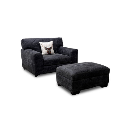 'Butler' Grand Outback Grey 342002 Leather Cuddler Chair with Storage Footstool