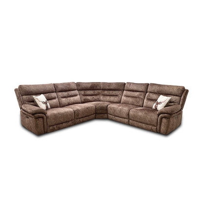 'Berlin' Power Recliner Classic Brown Be-0105 Velvet Modular Fabric Corner Sofa
