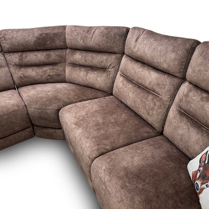 'Berlin' Power Recliner Classic Brown Be-0105 Velvet Modular Fabric Corner Sofa