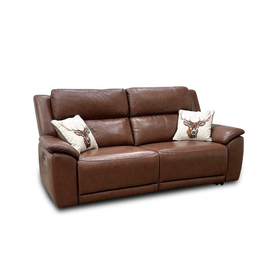 'Utah' Roast Lx-6414 Leather 3 Seater Power Recliner Sofa with Power Headrests and Power Lumbar