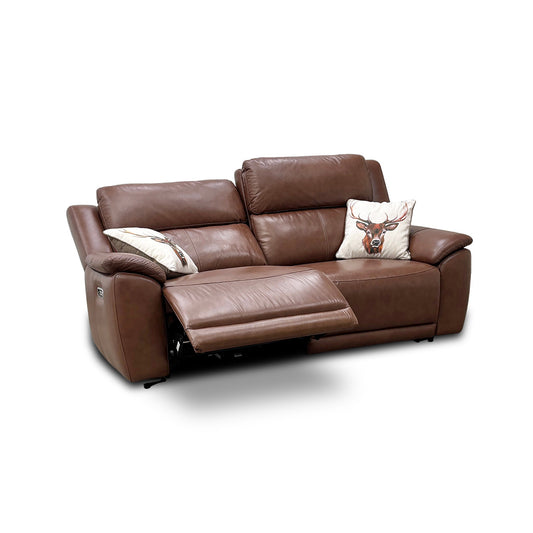'Utah' Roast Lx-6414 Leather 3 Seater Power Recliner Sofa with Power Headrests and Power Lumbar