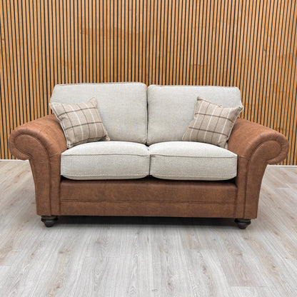 ‘Charles’ Sultan Oatmeal Combination Fabric Formal Back 2 Seater Sofa