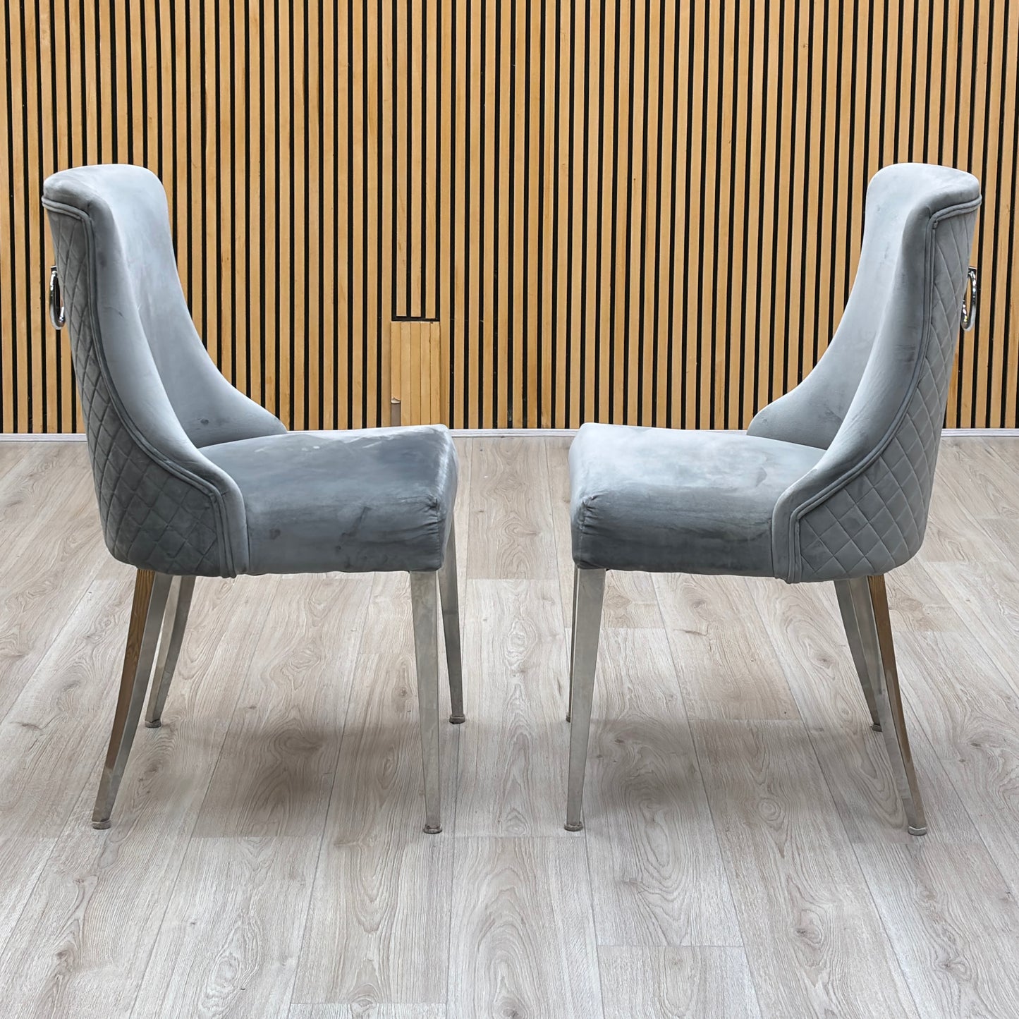 ‘Dolce’ Silver Fabric Set of 2 Dining Chairs