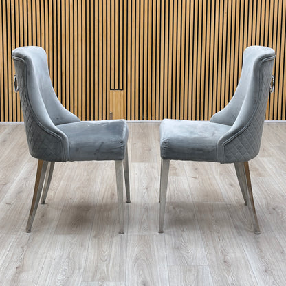 ‘Dolce’ Silver Fabric Set of 2 Dining Chairs