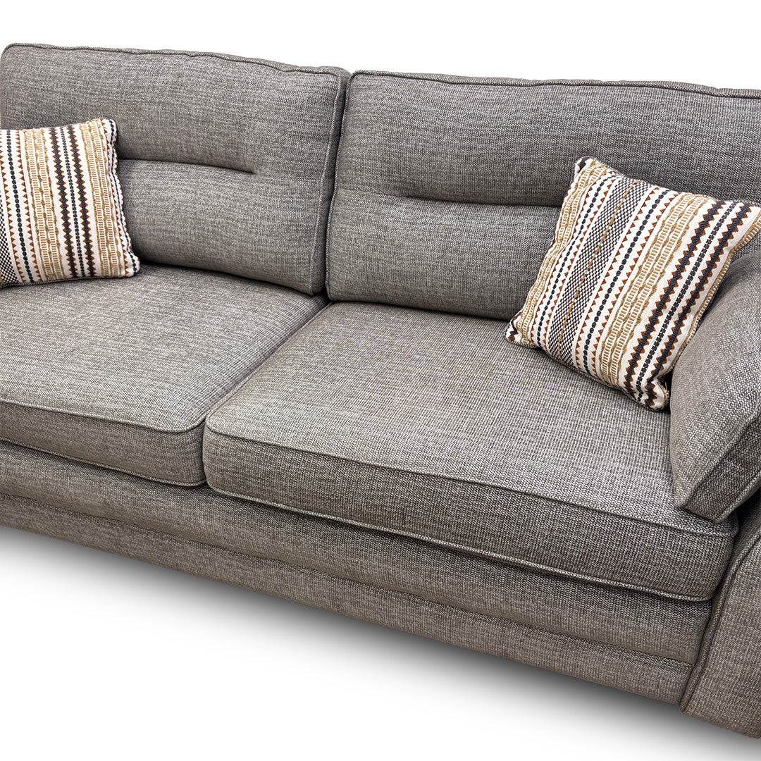 'Tenby' Light Grey Tight Weave Fabric 3 Seater Sofa + Armchair