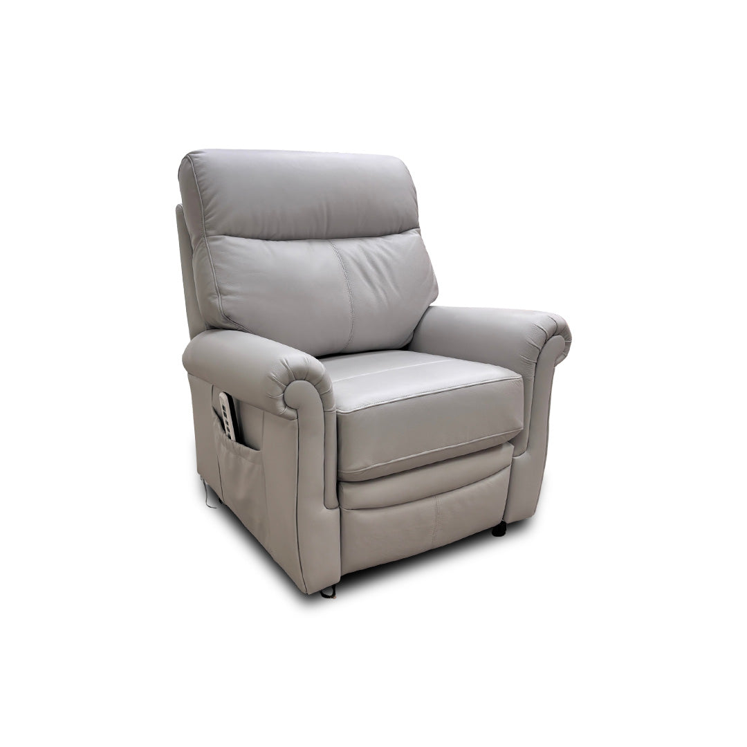 G Plan 'Avon' H006 Oxford Light Grey Leather Lift and Rise Recliner Armchair