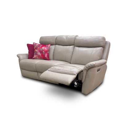 'Orlando' 60/23 Lead Grey Leather 3 Seater Power Recliner Sofa with Power Headrest and Power Lumbar