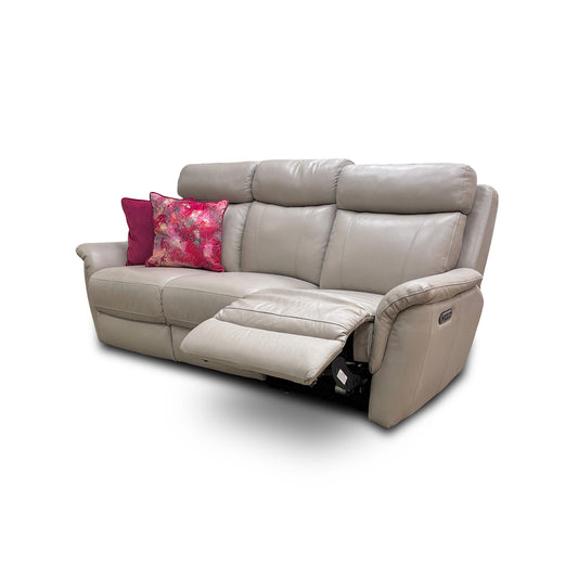'Orlando' 60/23 Lead Grey Leather 3 Seater Power Recliner Sofa with Power Headrest and Power Lumbar