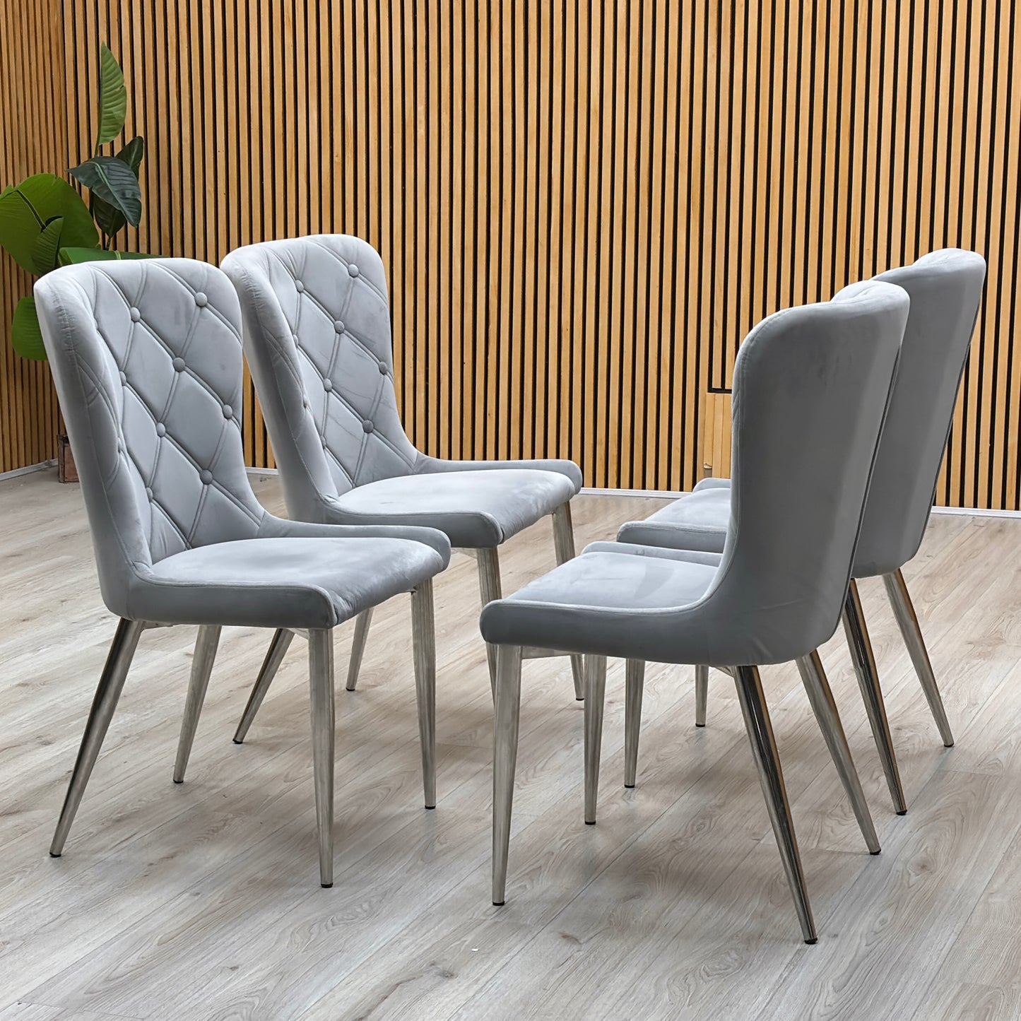 ‘Donnie’ Grey Fabric Set of 4 Dining Chairs