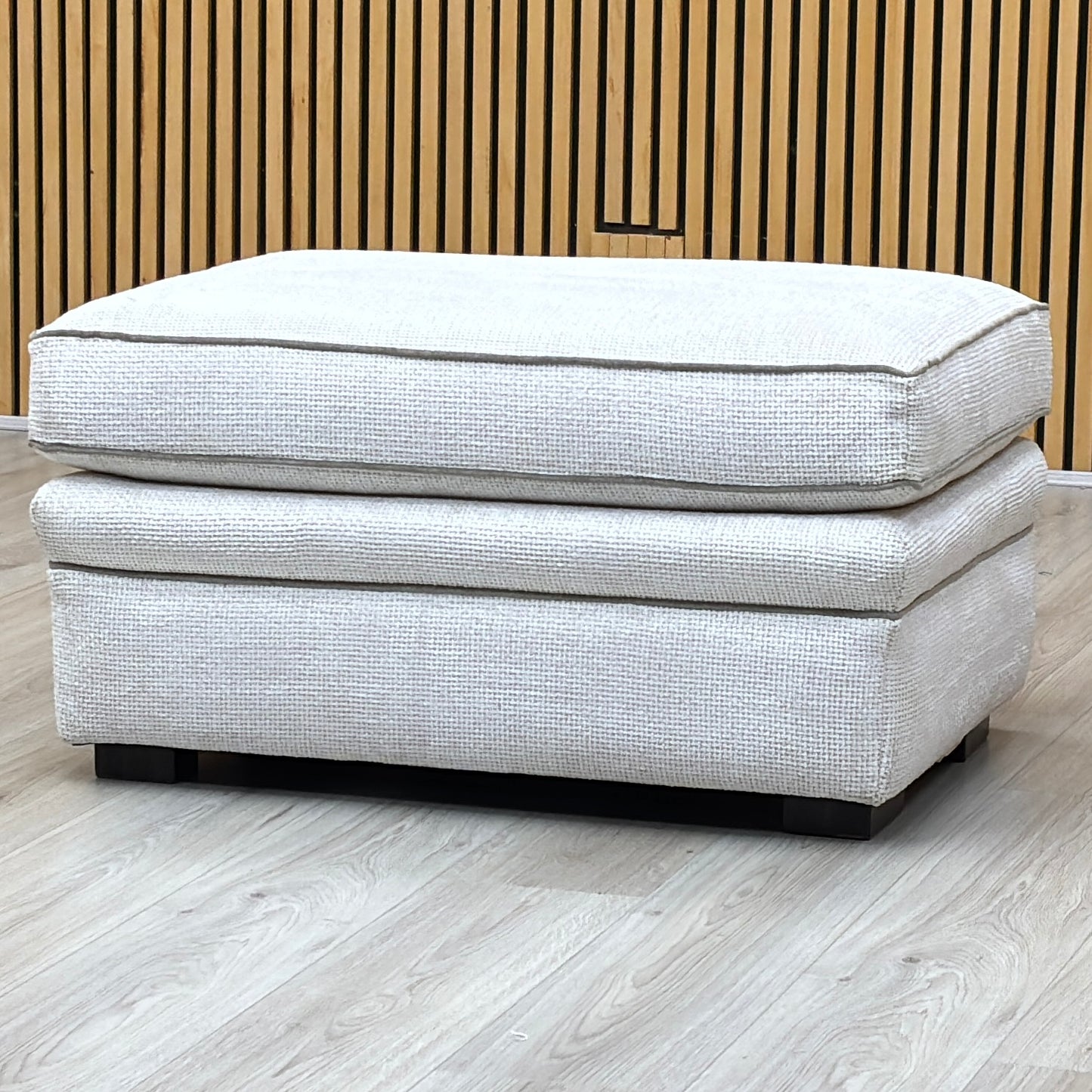 Duresta ‘Waldorf’ Ivory White Fabric with Grey Piping Footstool