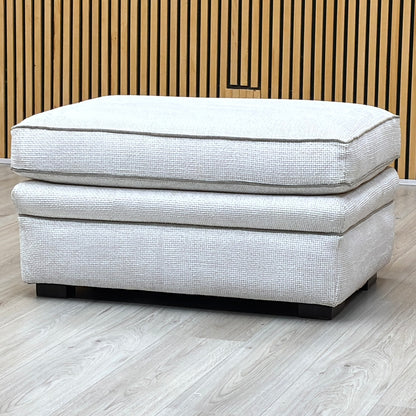 Duresta ‘Waldorf’ Ivory White Fabric with Grey Piping Footstool