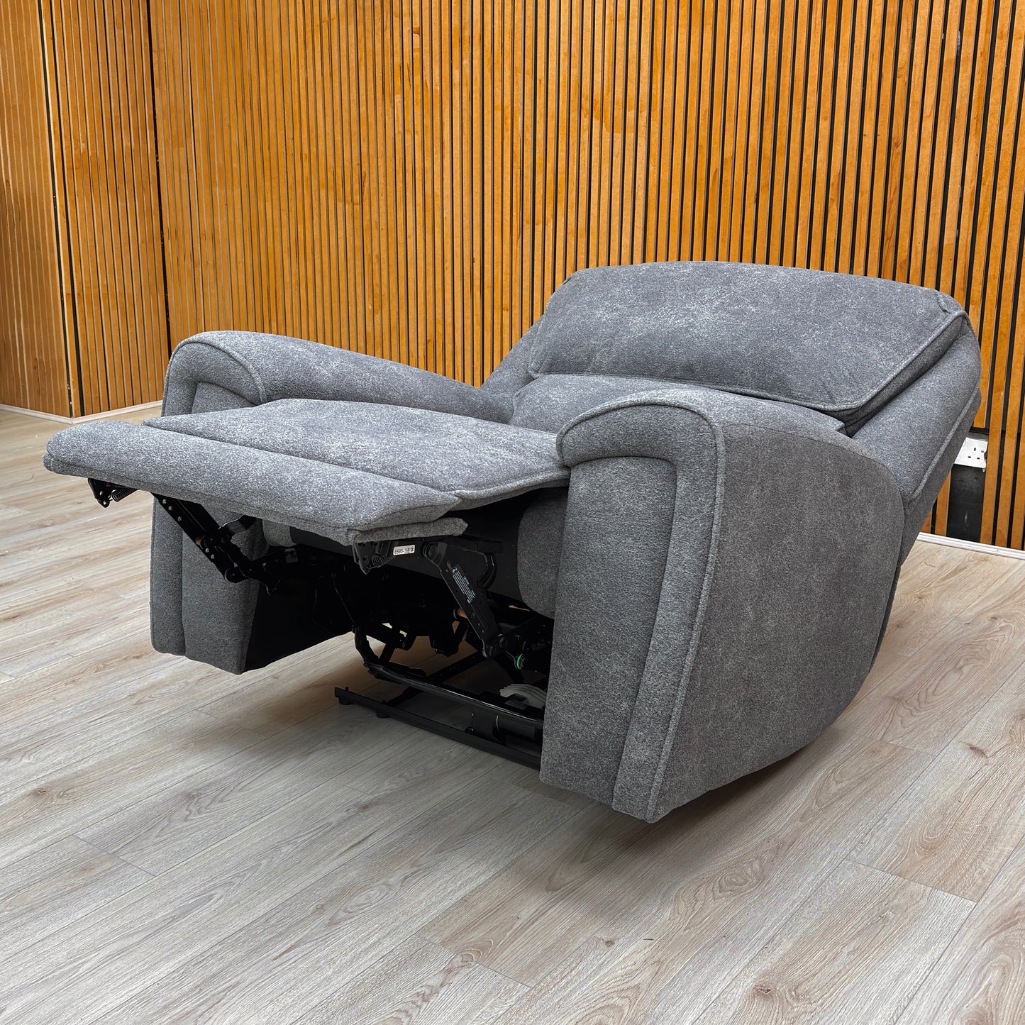 ‘Ricky’ Charcoal Grey Teddy Velvet Power Recliner Chair