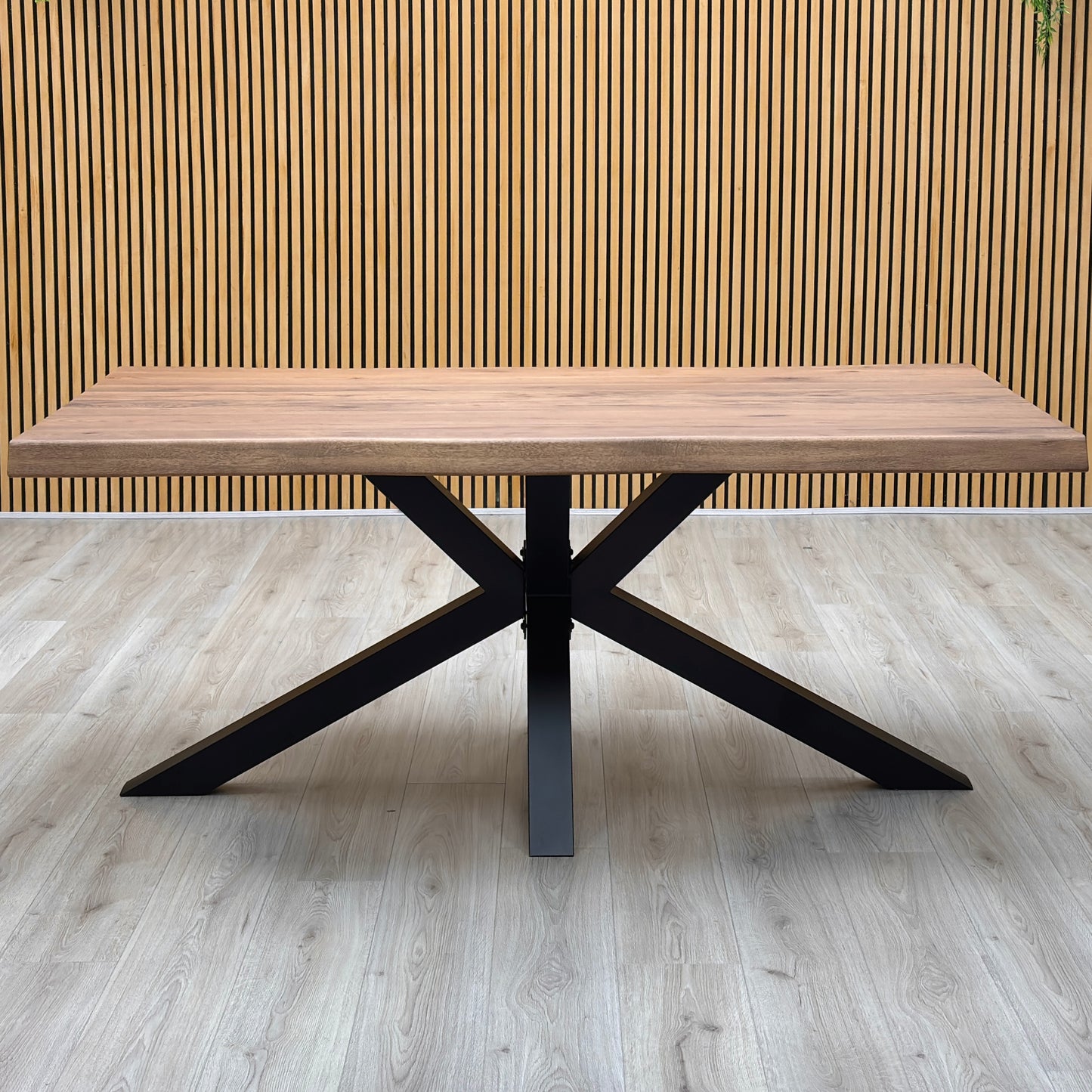 Bodahl 'Njord' 6 Old Bassano Solid Oak Raw Edge 180cm Dining Table with Metal Star Base