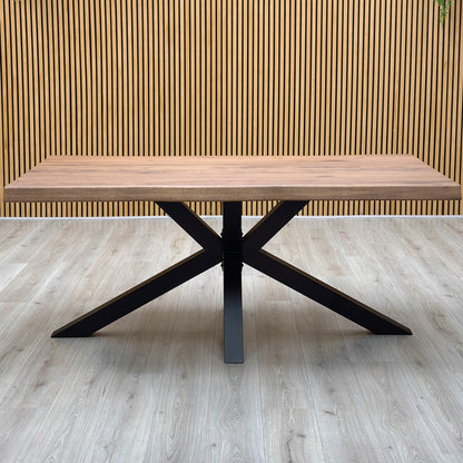 Bodahl 'Njord' 6 Old Bassano Solid Oak Raw Edge 180cm Dining Table with Metal Star Base