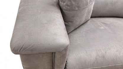 La-Z-Boy ‘New Hollywood’ Grey Mory Suede 3 Seater Power Recliner Sofa + Storage Footstool