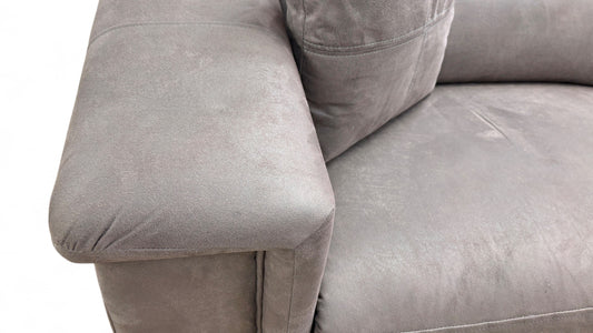 La-Z-Boy ‘New Hollywood’ Grey Mory Suede 3 Seater Power Recliner Sofa + Storage Footstool