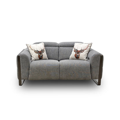 ‘Gisella’ Light Grey Woven Fabric 2 Seater Power Recliner Sofa with Power Headrests