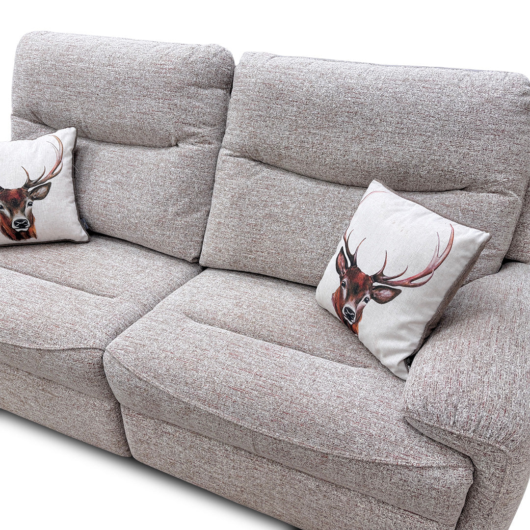 G Plan 'Amesbury' C030 Kampala Beige Tight Weave Fabric 3 Seater Power Recliner Sofa + Storage Footstool