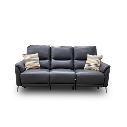 ‘Daytona’ Cat-60/18 Lavender Grey Leather 3 Seater Power Recliner Sofa with Drop Down Cup Holders