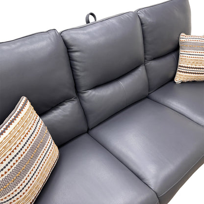 ‘Daytona’ Cat-60/18 Lavender Grey Leather 3 Seater Power Recliner Sofa with Drop Down Cup Holders