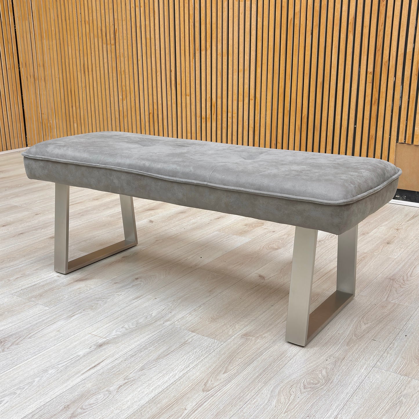 ‘Central Park’ Grey Fabric Standard Dining Bench