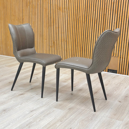 ‘Murcia’ Antiqued Grey Fabric Set of 2 Dining Chairs