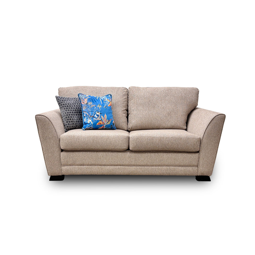 'Poppy' Beige Tight Weave Fabric Large 2 Seater Sofa Bed