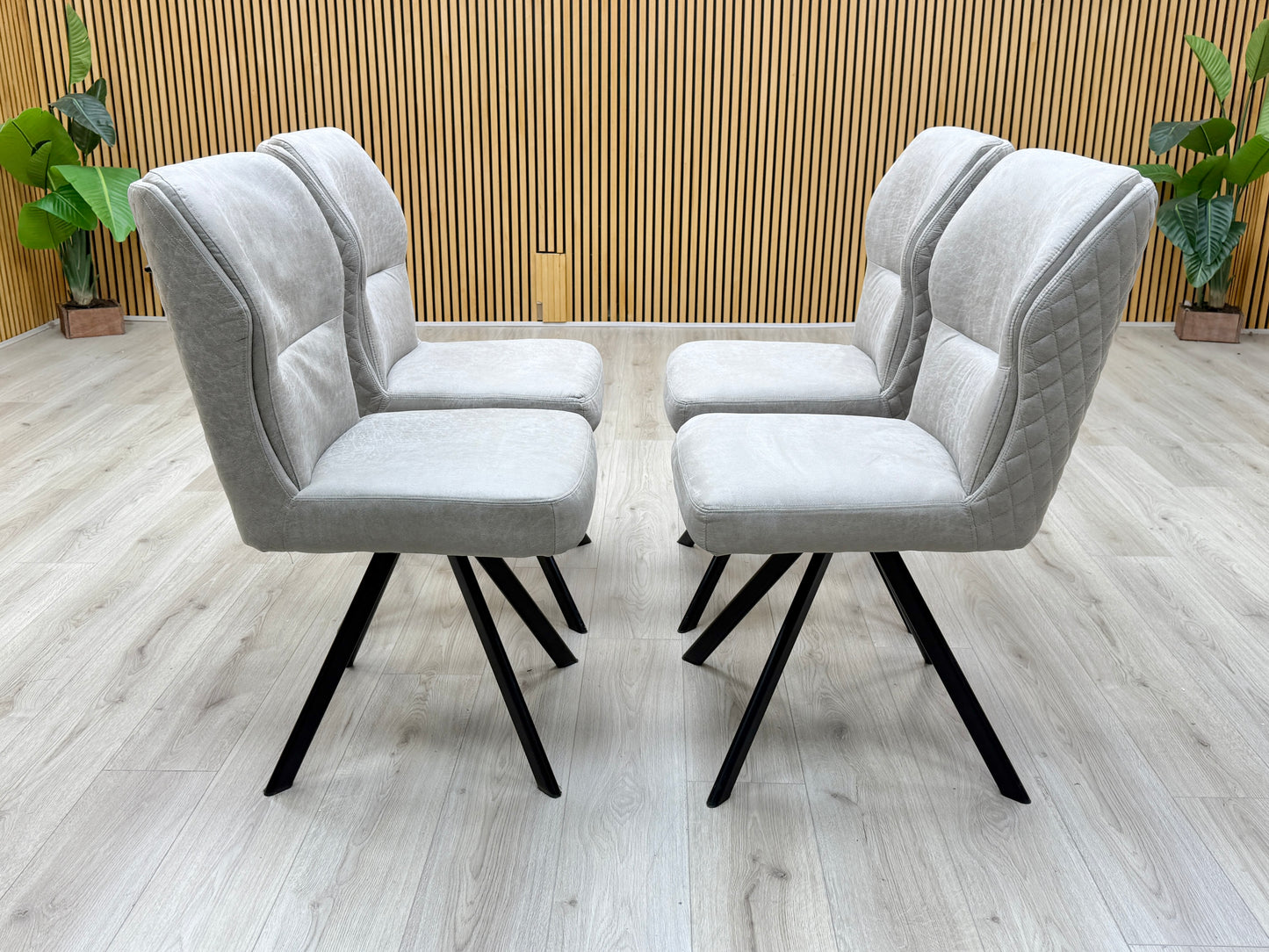 'Terra' Taupe Fabric Swivel Dining Chairs - Set of 4 Furniture Village