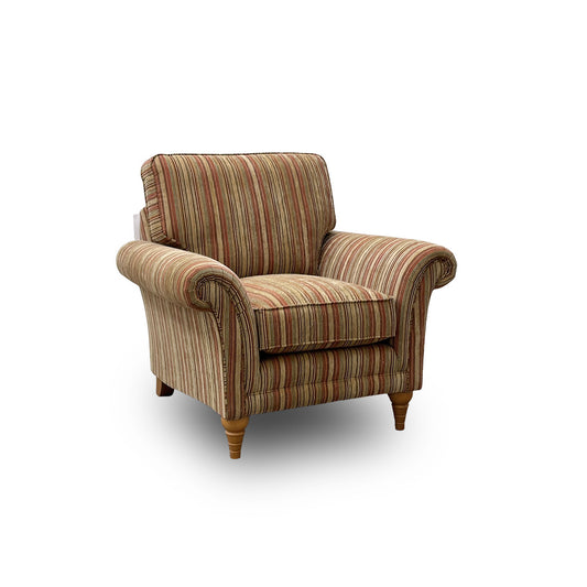 Parker Knoll ‘Burghley’ 50029-318 Baslow Stripe Gold Fabric Armchair
