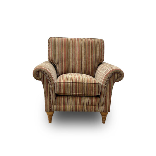 Parker Knoll ‘Burghley’ 50029-318 Baslow Stripe Gold Fabric Armchair