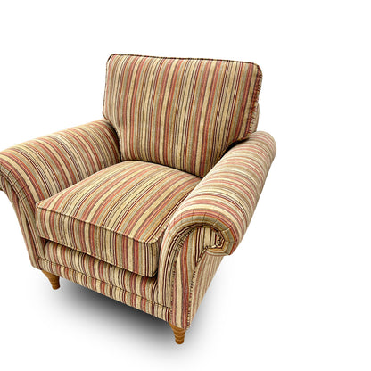 Parker Knoll ‘Burghley’ 50029-318 Baslow Stripe Gold Fabric Armchair