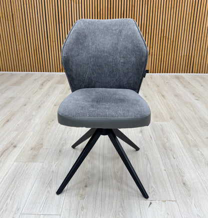 'Julio' G6 Anthracite Grey Fabric Swivel Dining Chair Furniture Village