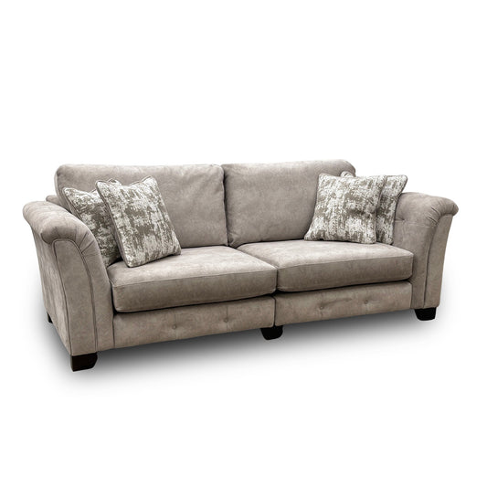 Boutique ‘Aura’ Kenzo Oatmeal Dw Ft Velvet 4 Seater Classic Back Split Frame Sofa
