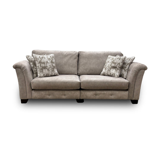 Boutique ‘Aura’ Kenzo Oatmeal Dw Ft Velvet 4 Seater Classic Back Split Frame Sofa