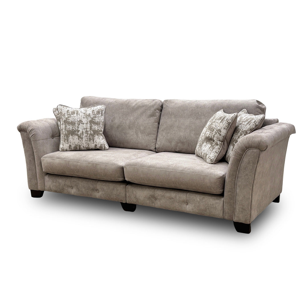 Boutique ‘Aura’ Kenzo Oatmeal Dw Ft Velvet 4 Seater Classic Back Split Frame Sofa