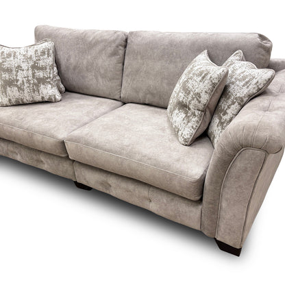 Boutique ‘Aura’ Kenzo Oatmeal Dw Ft Velvet 4 Seater Classic Back Split Frame Sofa