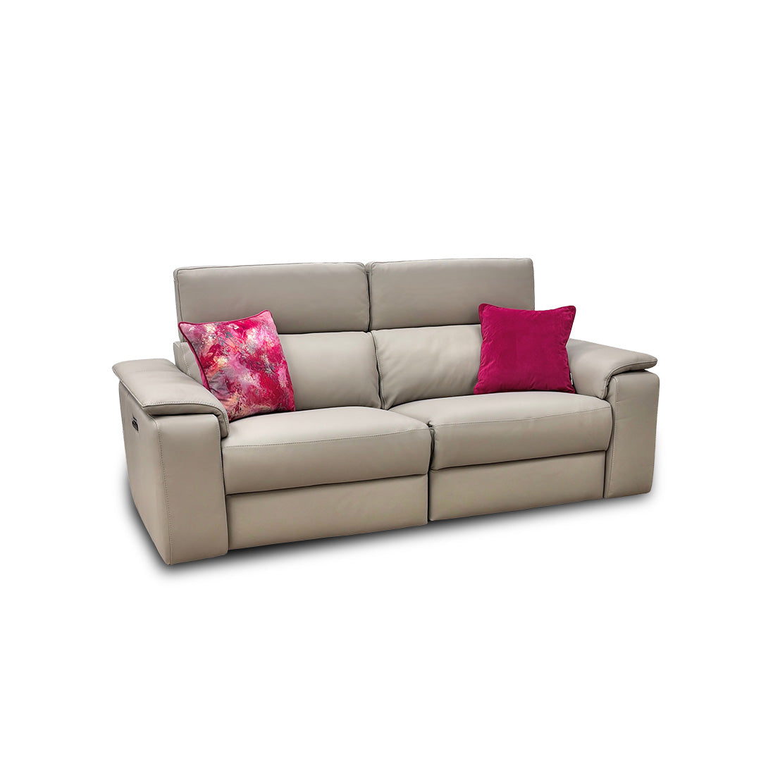 Nicoletti 'Davide' 352 Torello Fango Leather 3 Seater Power Recliner Sofa