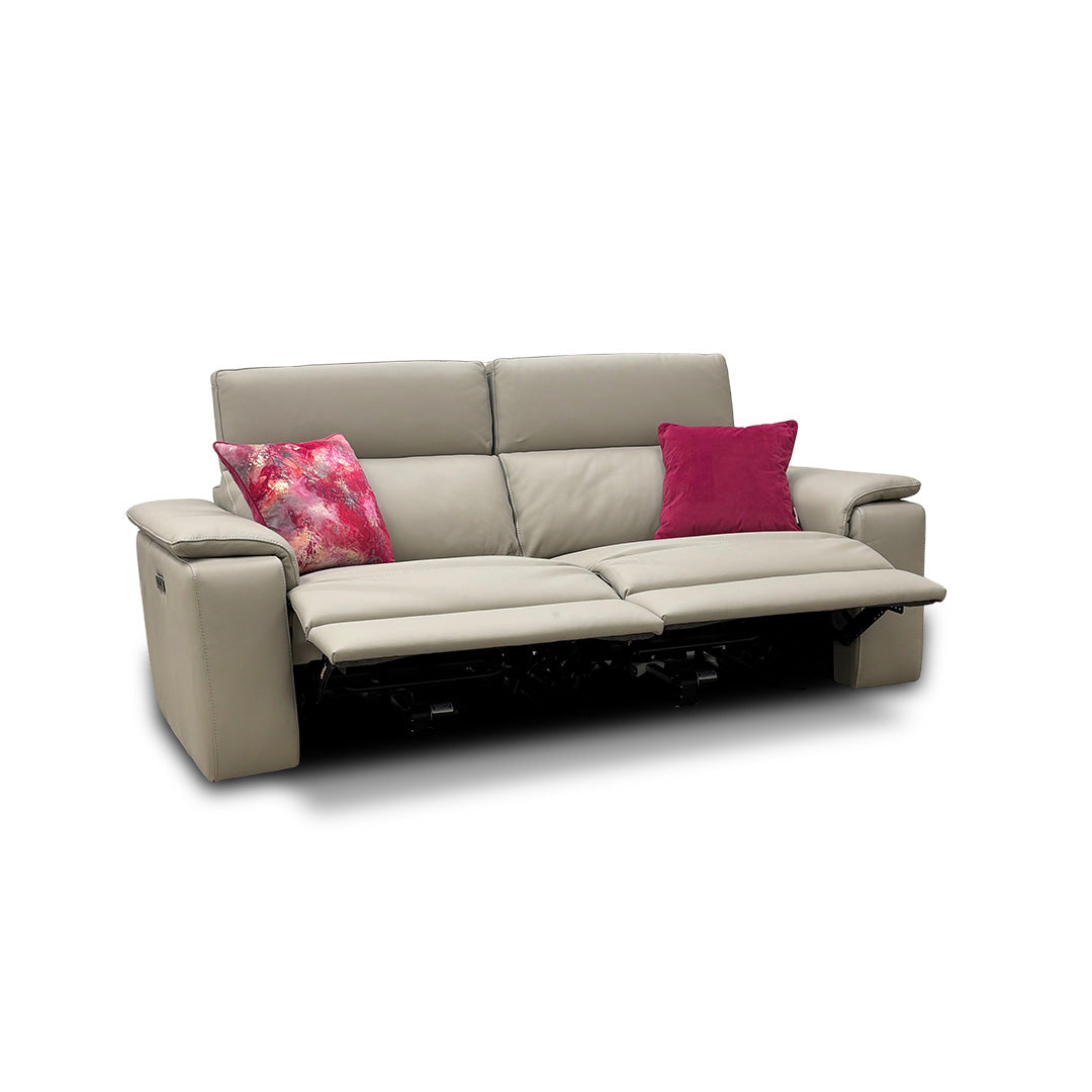 Nicoletti 'Davide' 352 Torello Fango Leather 3 Seater Power Recliner Sofa