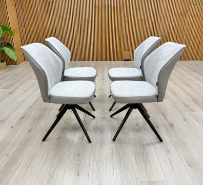 'Julio' G5 Stone Grey Fabric Set of 4 Swivel Dining Chairs Furniture Village