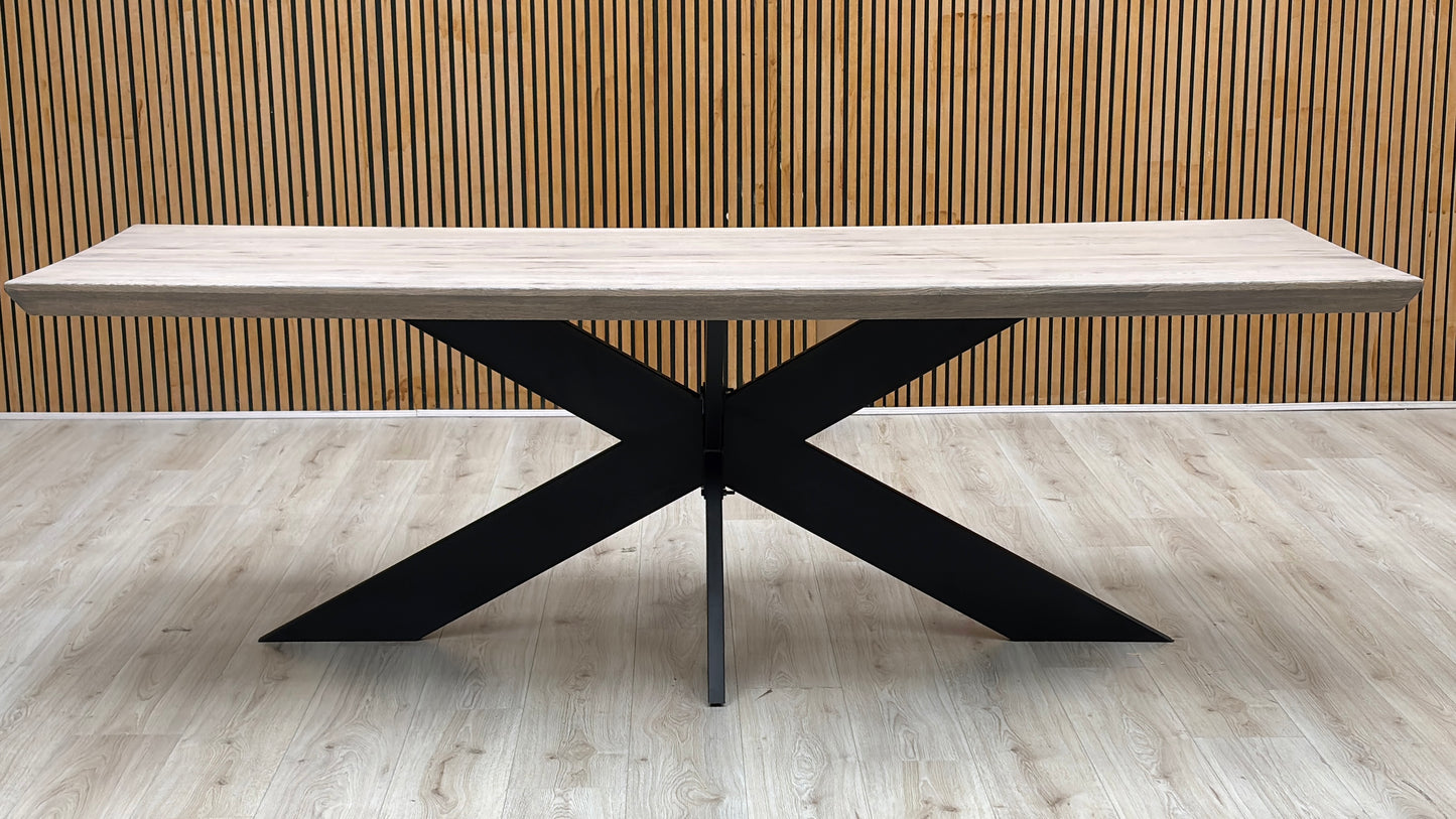 Bodahl 'Terra' 8 Vintage Grey Solid Oak 240cm Dining Table with Metal Star Base