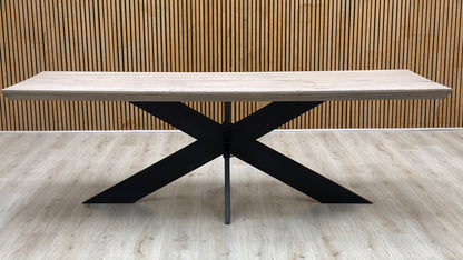 Bodahl 'Terra' 8 Vintage Grey Solid Oak 240cm Dining Table with Metal Star Base