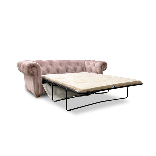 'Belair' Blush Velvet 3 Seater Sofa Bed