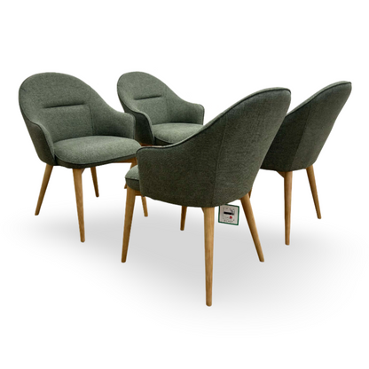 ‘Evalyn’ Green Fabric Dining Chairs - Set of 4