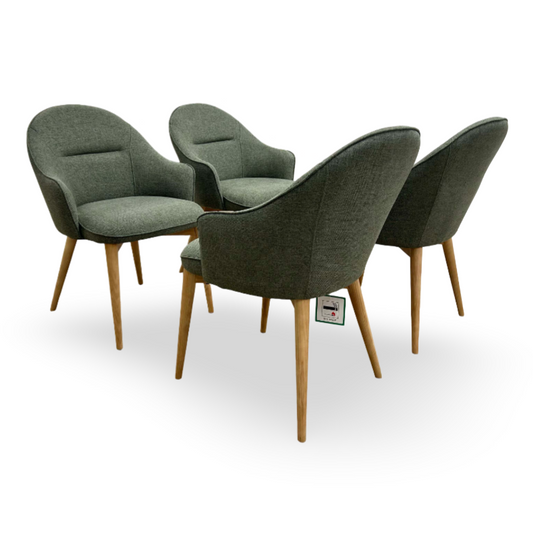 ‘Evalyn’ Green Fabric Dining Chairs - Set of 4