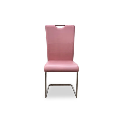 'Bianco' Pink Faux Leather Cantilever Dining Chair