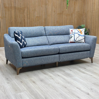 ‘Moderna’ Blr Marine Blue Sw Fabric 3 Seater Power Recliner Sofa with Telescopic Headrests